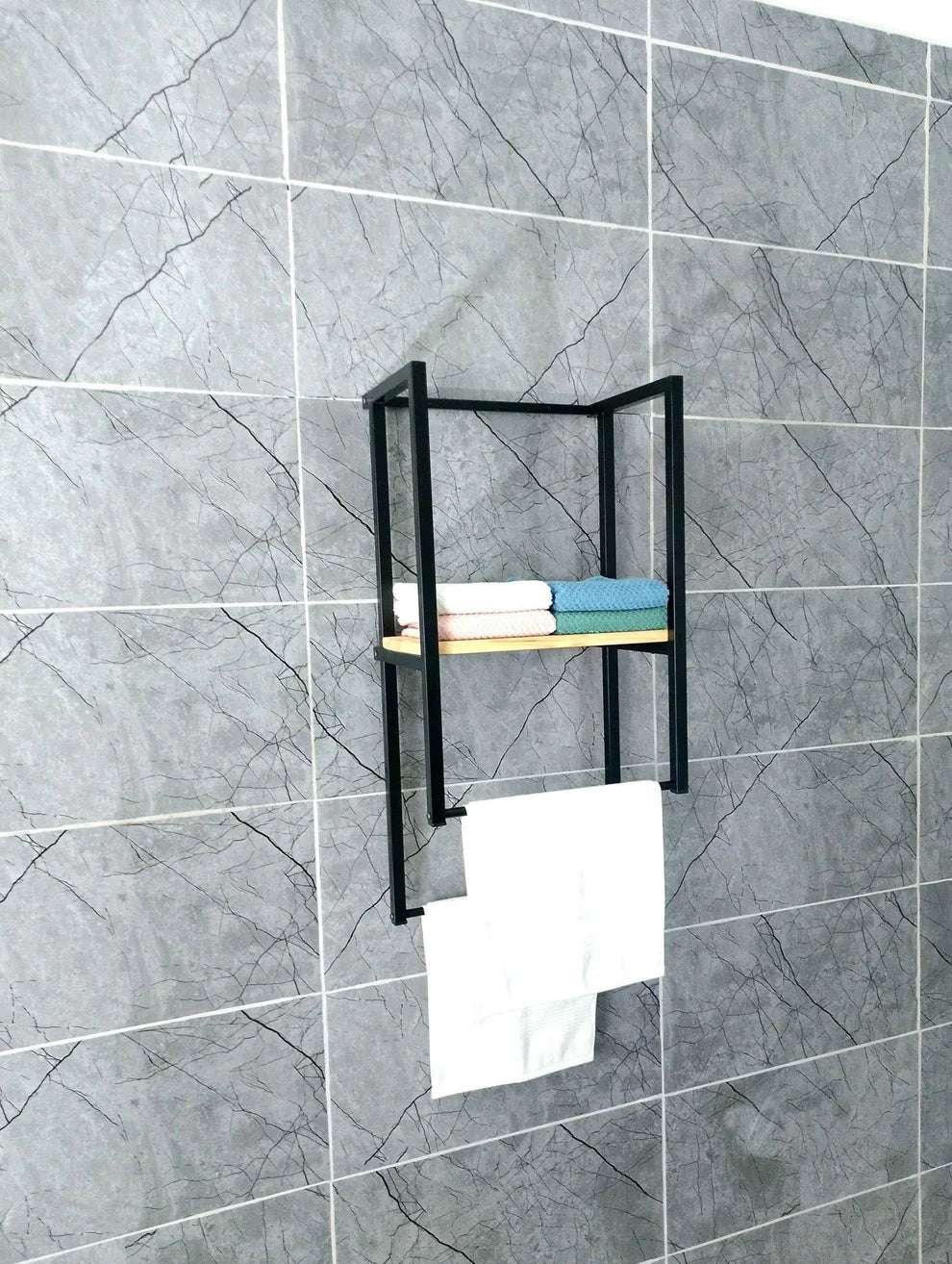 The Wooden Shelf Towel Holder | With Drying Bar