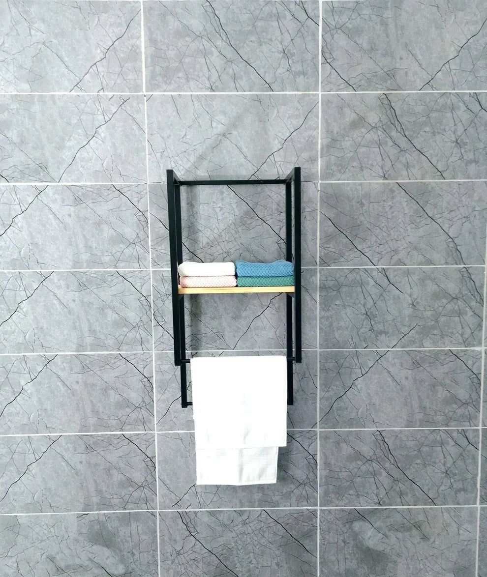 The Wooden Shelf Towel Holder | With Drying Bar