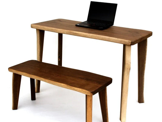 The Studio Live Edge Desk & Bench Set | Sheesham