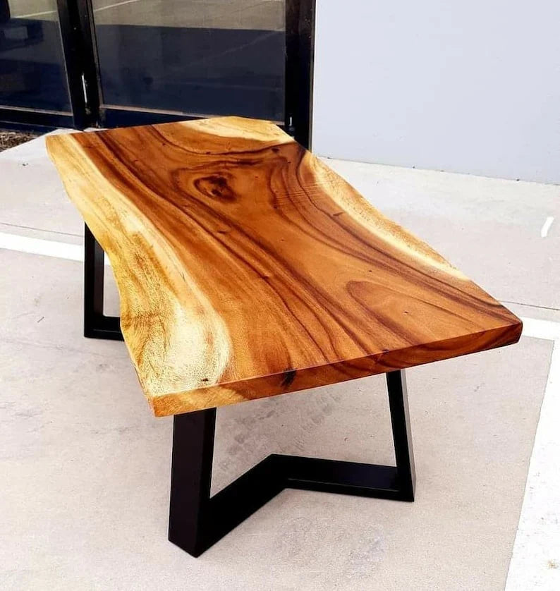 The Noir Live Edge Coffee Table | Sheesham & Black Steel