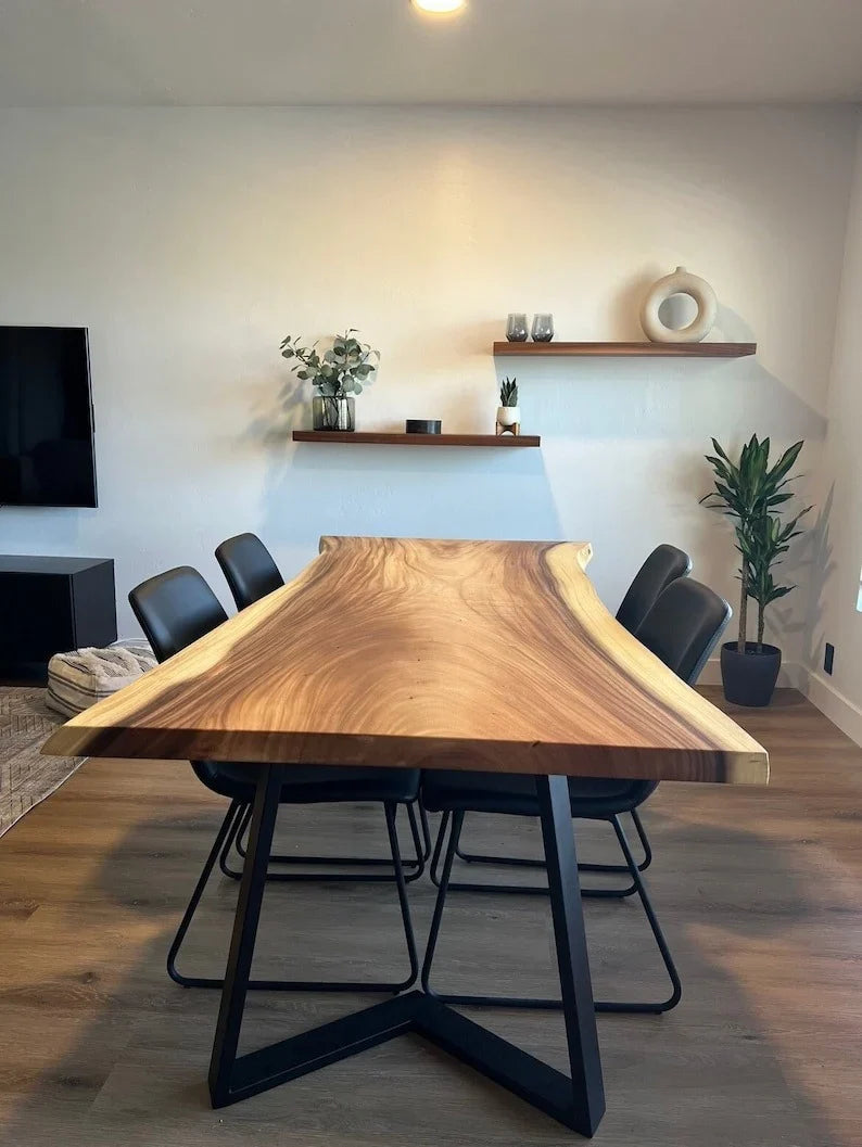 The Café Live Edge Dining Table | Handcrafted Sheesham