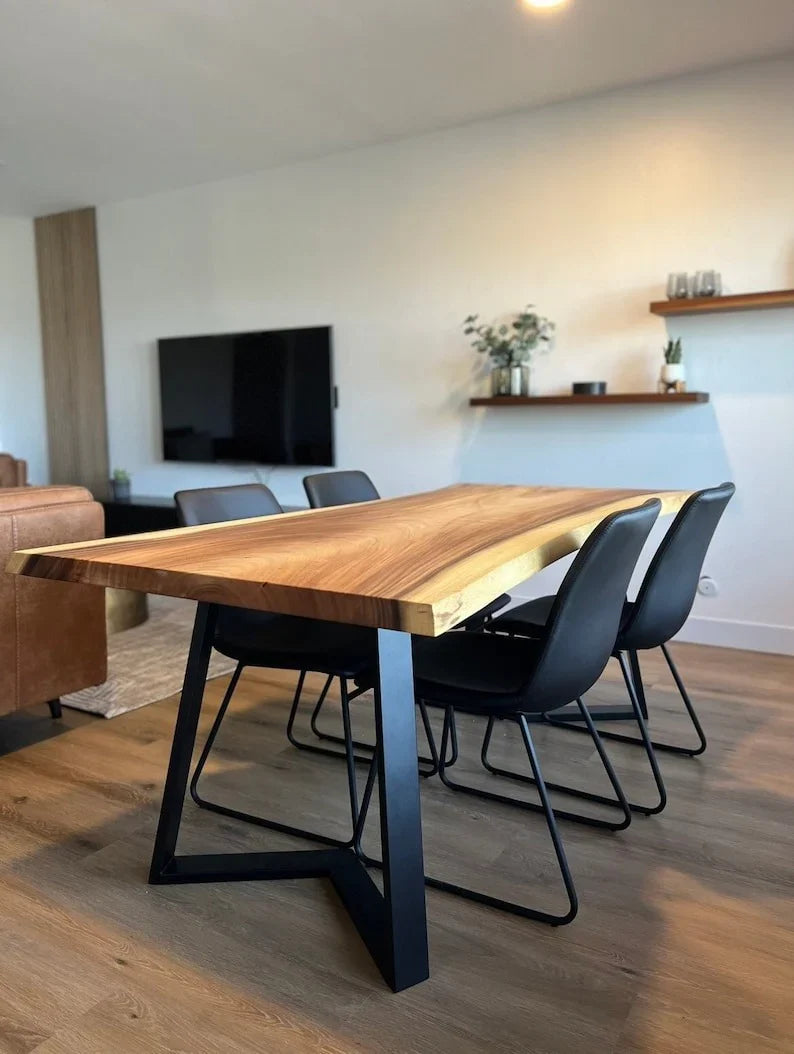 The Café Live Edge Dining Table | Handcrafted Sheesham