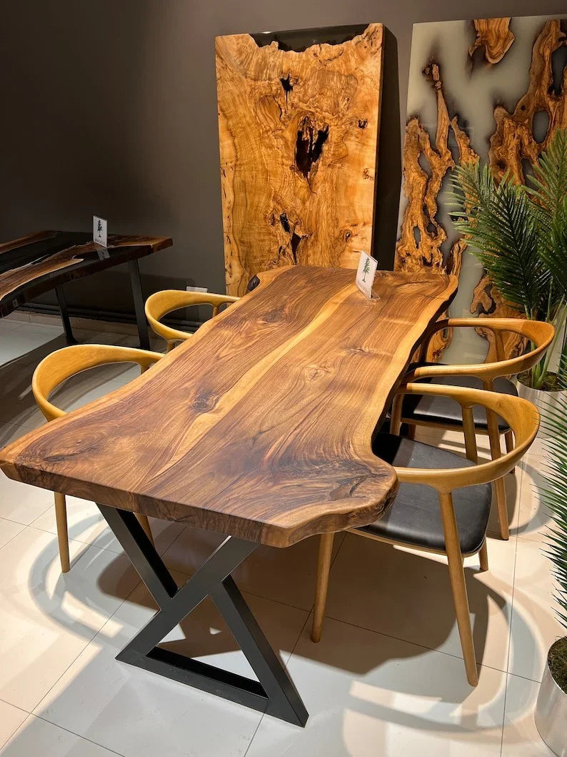 The Log Live Edge Dining Table | Handmade Sheesham