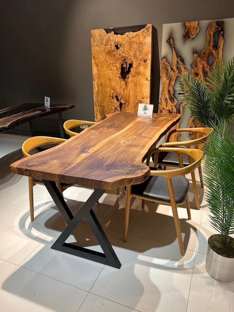 The Log Live Edge Dining Table | Handmade Sheesham