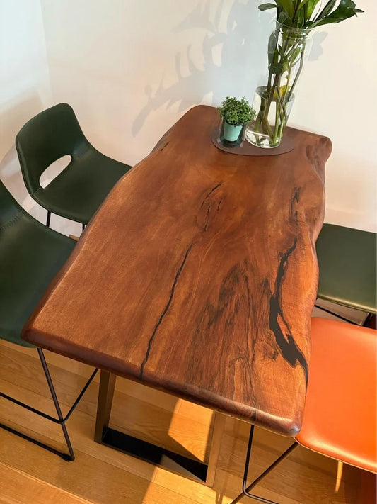 The Bistro Live Edge Bar Table | Handcrafted Sheesham