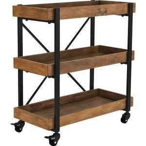 The Rustic Rolling Bar Cart | Sheesham Wood & Metal