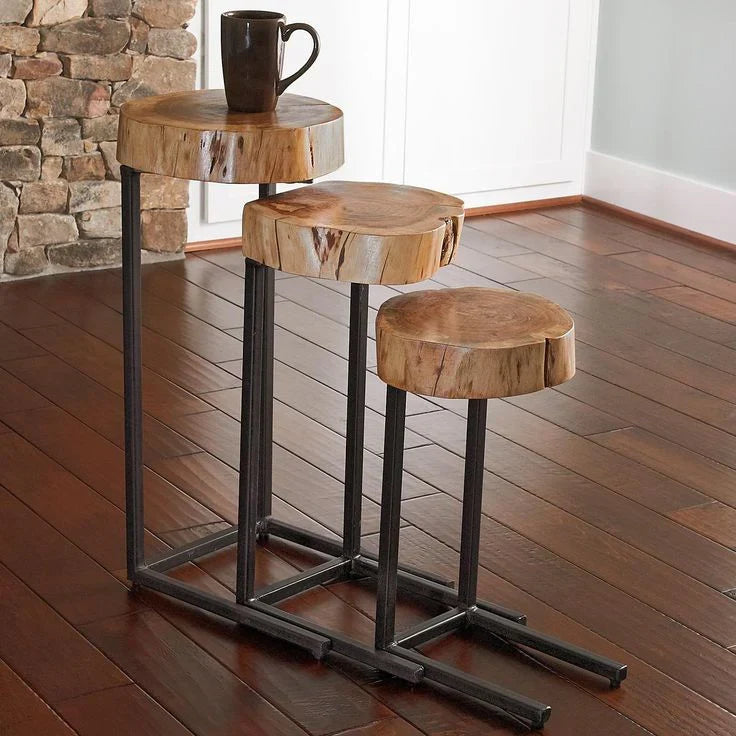 The Cascade Nesting Tables | Live Edge Sheesham, Set of 3